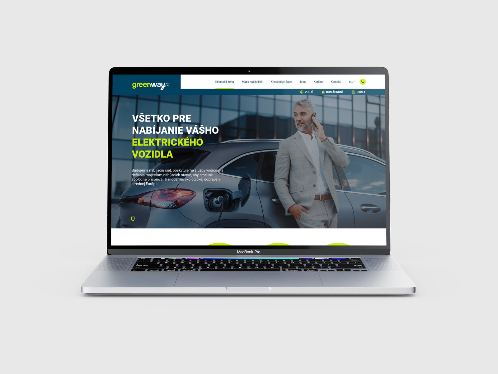 Ukážka webu GreenWay na notebooku